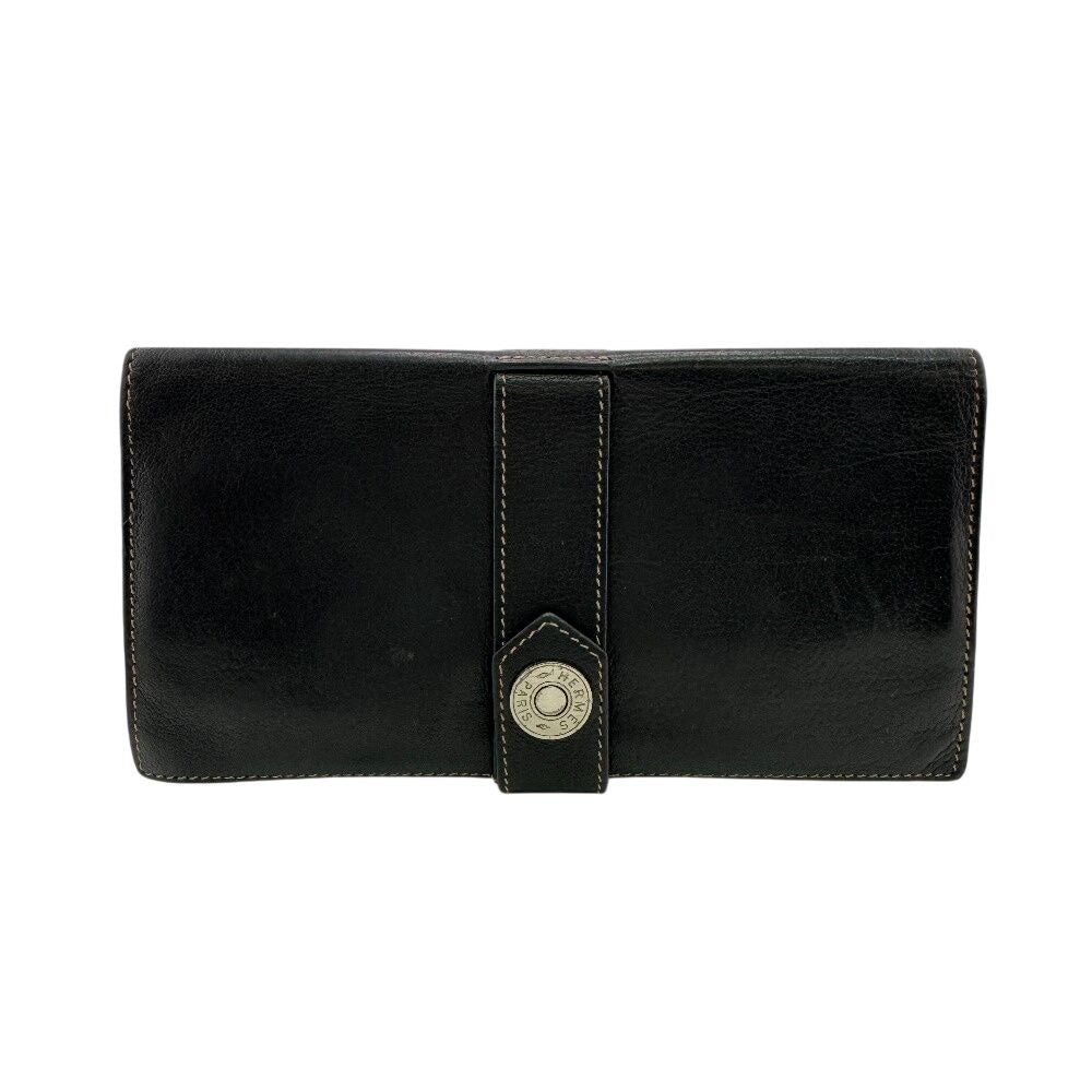 Hermes Bifold Billfold Demitri Long Wallet Black