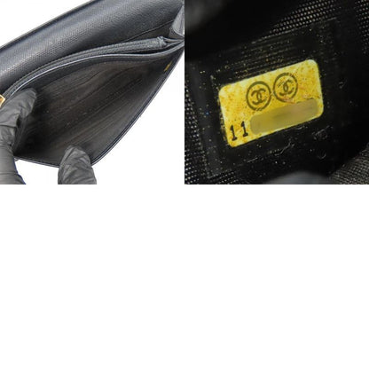 Chanel Long Wallet A20904 Leather Black Gold Hardware 11 Coco Button For