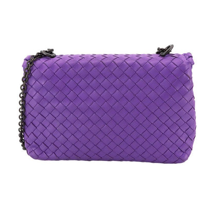 Bottega Veneta Intrecciato Chain Shoulder Bag Leather Purple Chain Shoulder Bag