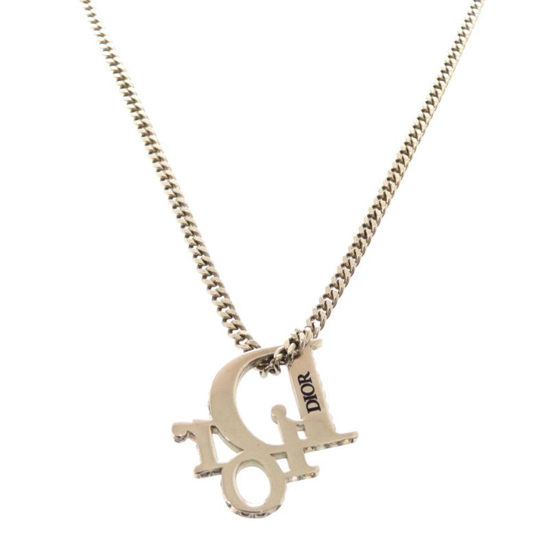 Christian Dior Logo Stone Silver Necklace Accessories 0022 Christian Dior