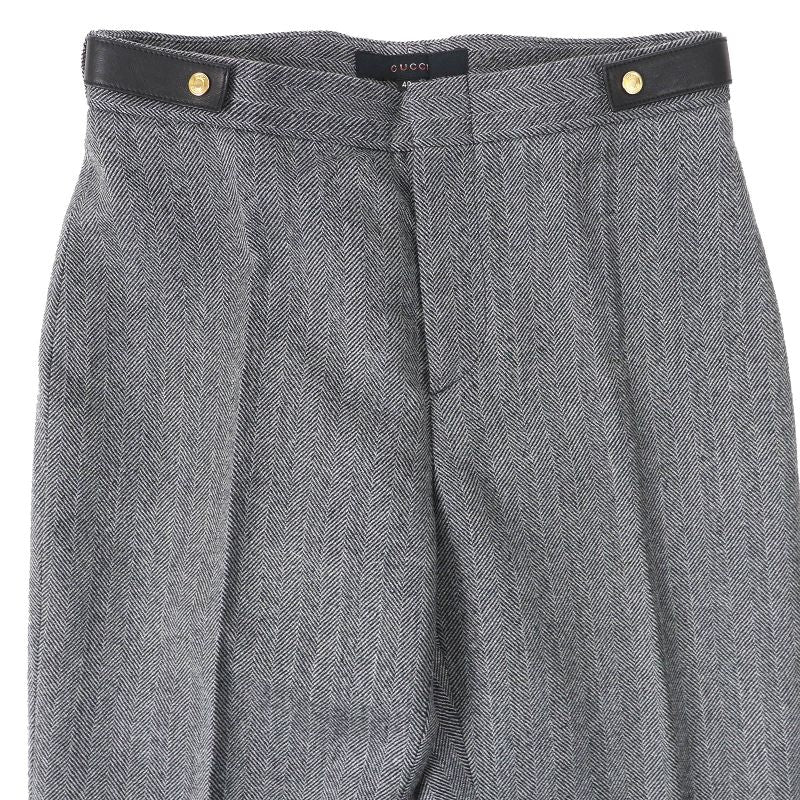 Gucci Vintage 2000 100% Wool Tom Ford Period Leather Belted Herringbone