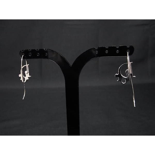 Dior Earrings Silver Metal Logo Hook Type — view 2