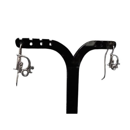 Dior Earrings Silver Metal Logo Hook Type