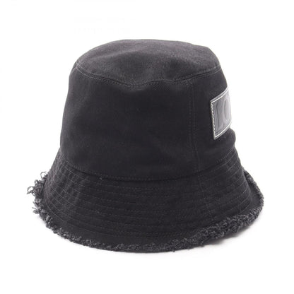 Loewe Hat Frayed Bucket Leather Logo Patch Black Denim — view 2