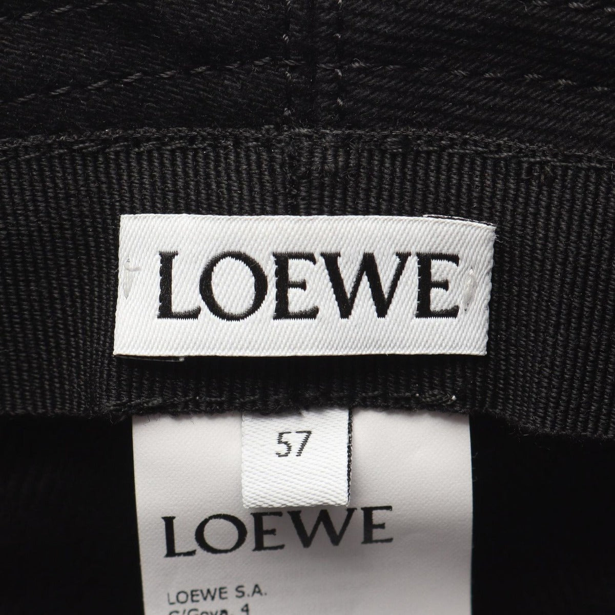 Loewe Hat Frayed Bucket Leather Logo Patch Black Denim — view 4