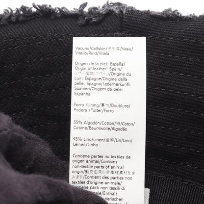 Loewe Hat Frayed Bucket Leather Logo Patch Black Denim — view 6