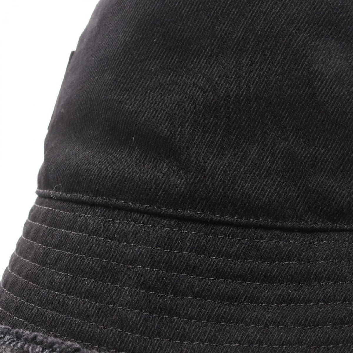 Loewe Hat Frayed Bucket Leather Logo Patch Black Denim — view 7