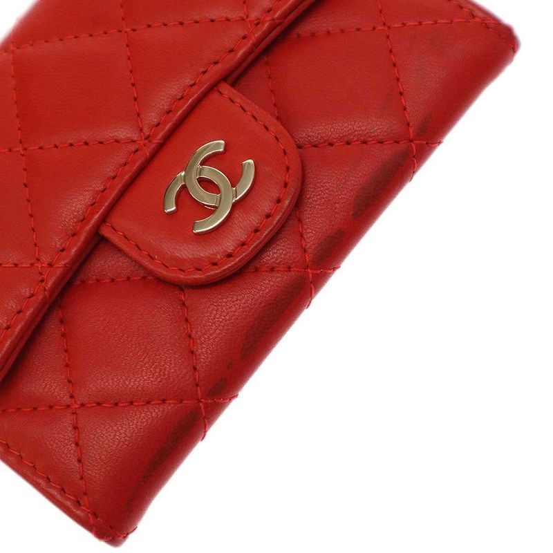 Chanel 2018 Card Case Coco Mark Classic Flap Card Case Red