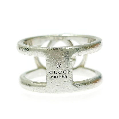 Gucci Silver Interlocking G Wide Open Band Ring 4.4g 925 Engraved 368328 Ring