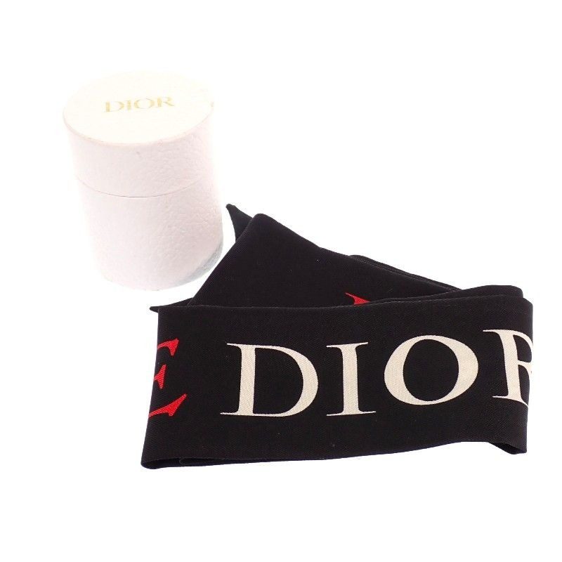 Dior Mitzska Fam le Collection Paisley Heart Silk Black Scarf