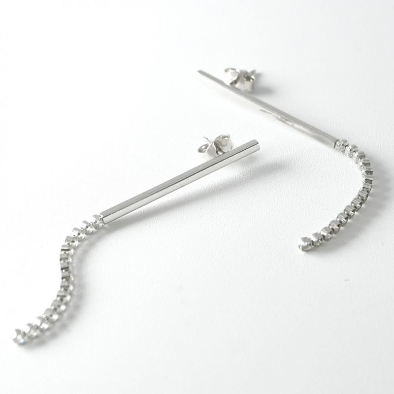 Celine Earrings Earring Silver Bijou Bar Rhinestone