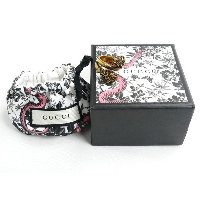 Gucci Metal Double Taiga - Head Colored Stone Ring - Ring #18 Men's Preowned