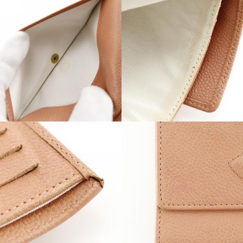 Chanel Coco Mark Caviar Skin Pink Women's Trifold Wallet