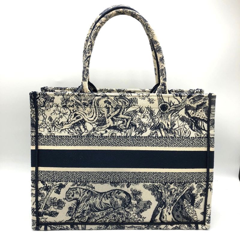 Christian DIOR Book Tote Medium Toile De Jouy Sauvage Tote Bag Navy Taiga -