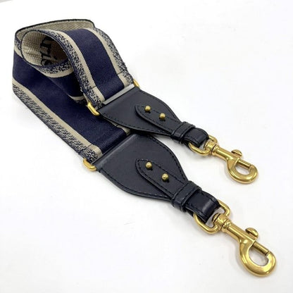 Dior Cdior Shoulder Strap Logo Embroidery Canvas Leather Navy