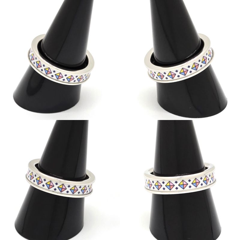Hermes Ring Collier De Chien PM T57 Approx 16 Confetti Enamel Print Metallic