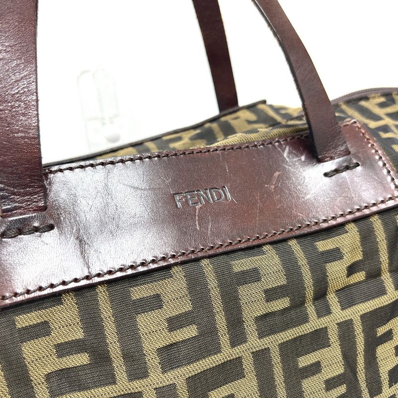 Fendi Tote Bag Zucca Pattern Leather / Canvas Brown