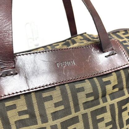 Fendi Tote Bag Zucca Pattern Leather / Canvas Brown