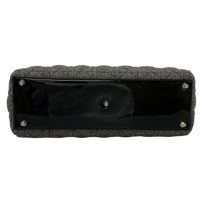 Dior/christian Dior Handbag Lady Dior Large Bag Gray And Black Wool Leather