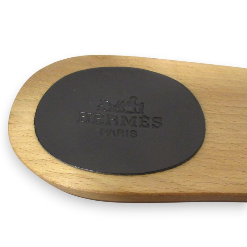 Hermes Evelyn H Logo Leather Wooden Sandals 35 Approx 22cm (8.66in) Black