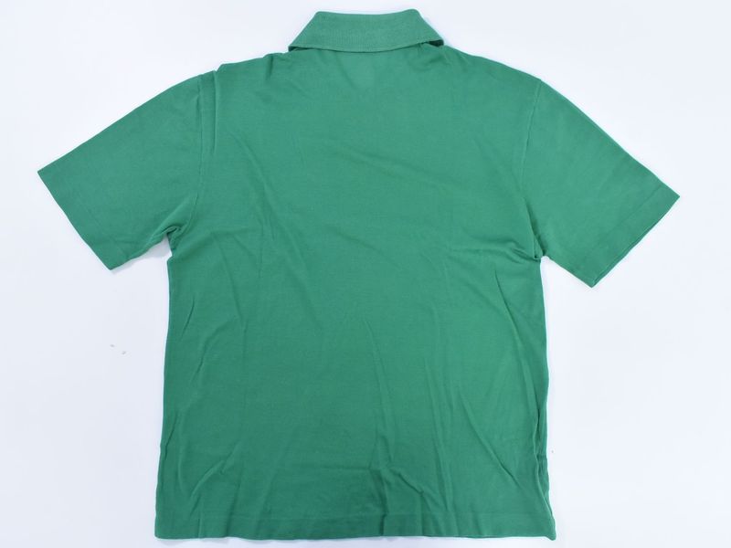 Authentic Hermes Cotton Polo Shirt Short Sleeve Tops Green Ladies Clothing Used