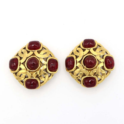 Chanel Earring Gripore Vintage Accessory Red Ladies K604