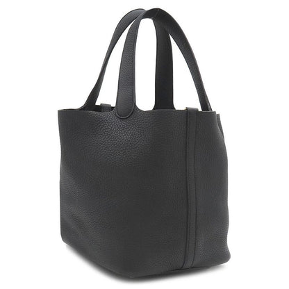Hermes Handbag Picotin Lock MM Taurillon Clemence Black Gold Hardware Black