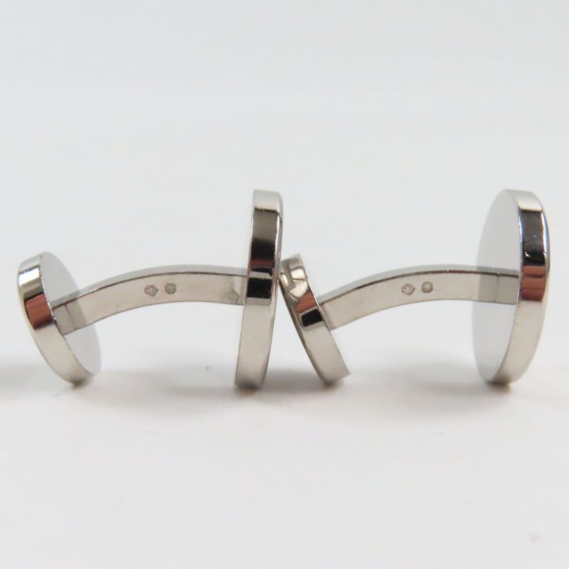 Cartier Ag925 Logo Engraved Round Shape Cufflinks Button Silver