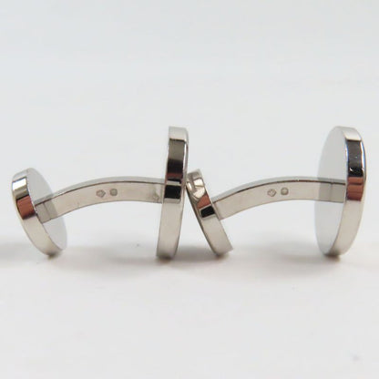 Cartier Ag925 Logo Engraved Round Shape Cufflinks Button Silver