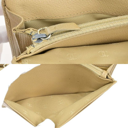 Chanel Wallet Coco Button Fold Wallet Leather Beige 60ka506
