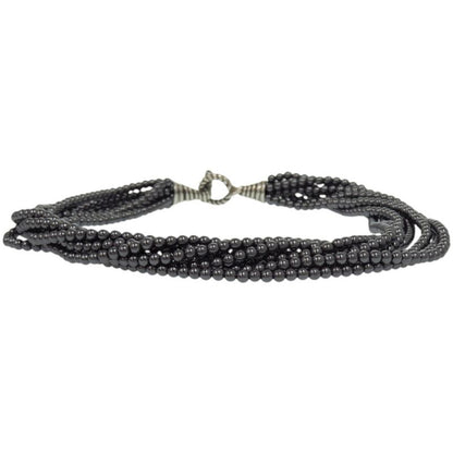 Tiffany & Co 8-strand Choker Beaded Hematite 925 Silver Necklace 0624 Tiffany &