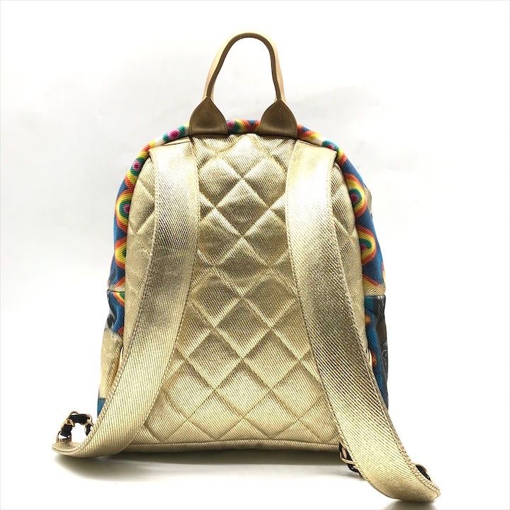 Chanel CC Logo Graffiti Paint Backpack Gold
