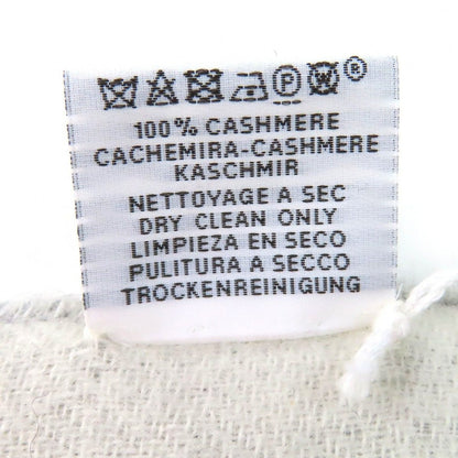 Hermes Cashmere Logo Embroidery Double Face Fringe Scarf Shawl Gray — view 8