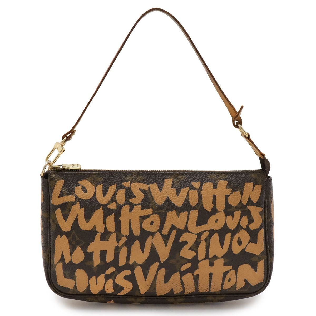 Louis Vuitton Monogram Graffiti Pochette Pouch Handbag Peach