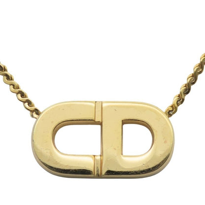 Christian Dior Necklace Metal Gold Logo Plated Accessories Women