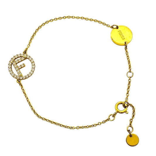 Fendi Is Bracelet Crystal Rhinestone Metal Gold