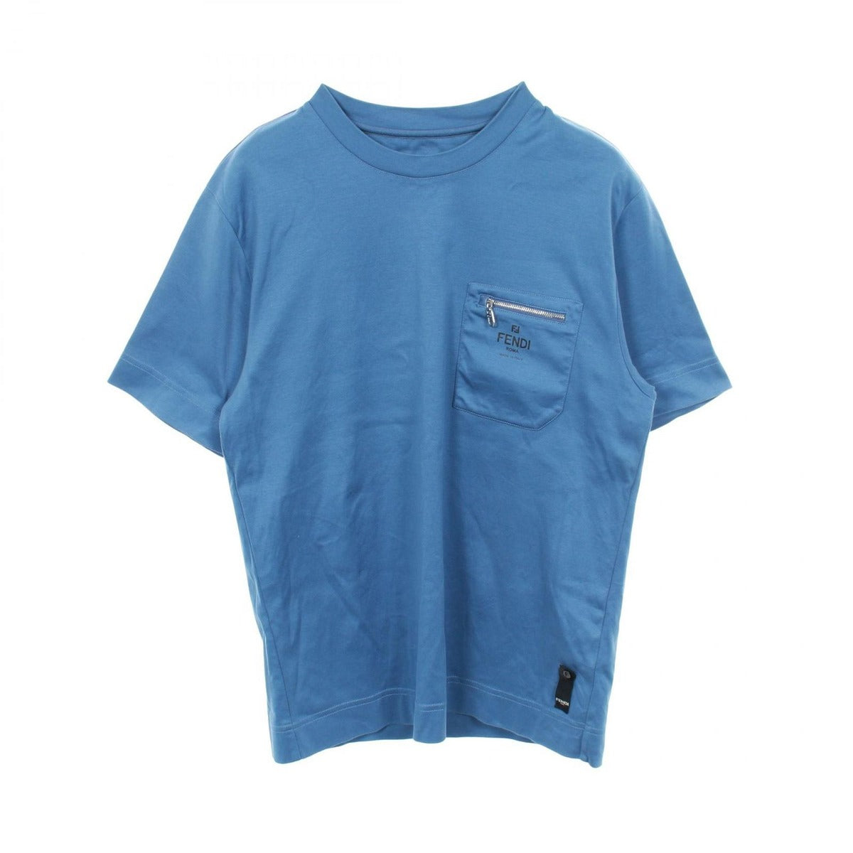 Fendi Short Sleeve T-Shirt Logo Blue Cotton