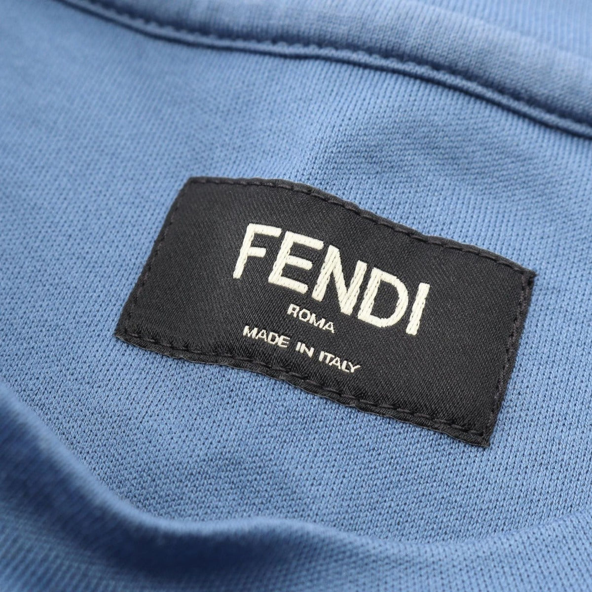 Fendi Short Sleeve T-Shirt Logo Blue Cotton — view 3