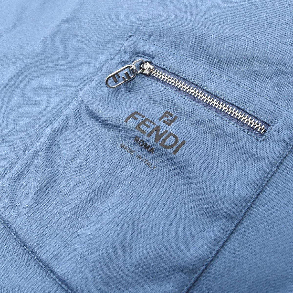 Fendi Short Sleeve T-Shirt Logo Blue Cotton — view 5