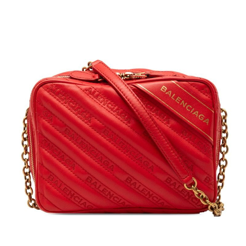 Balenciaga Reporter Xs Chain Shoulder Bag Red Leather
