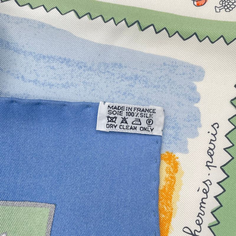 Hermes Carre 90 RE TOUR A LA Terre Back Home 100% Silk Scarf Blue