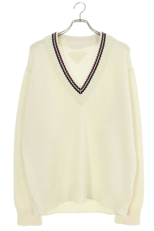 Prada Umb701 V-neck Low Gauge Cashmere Knit Men's 48