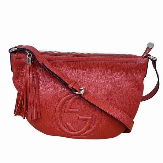 Gucci Soho 308361 Interlocking G Tassel Red Bag Shoulder Bag Women