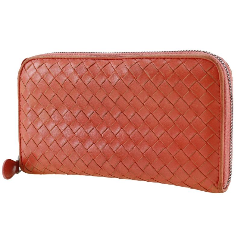 Bottega Veneta Bottega Veneta Round Zipper Intrecciato Lambskin Red/pink