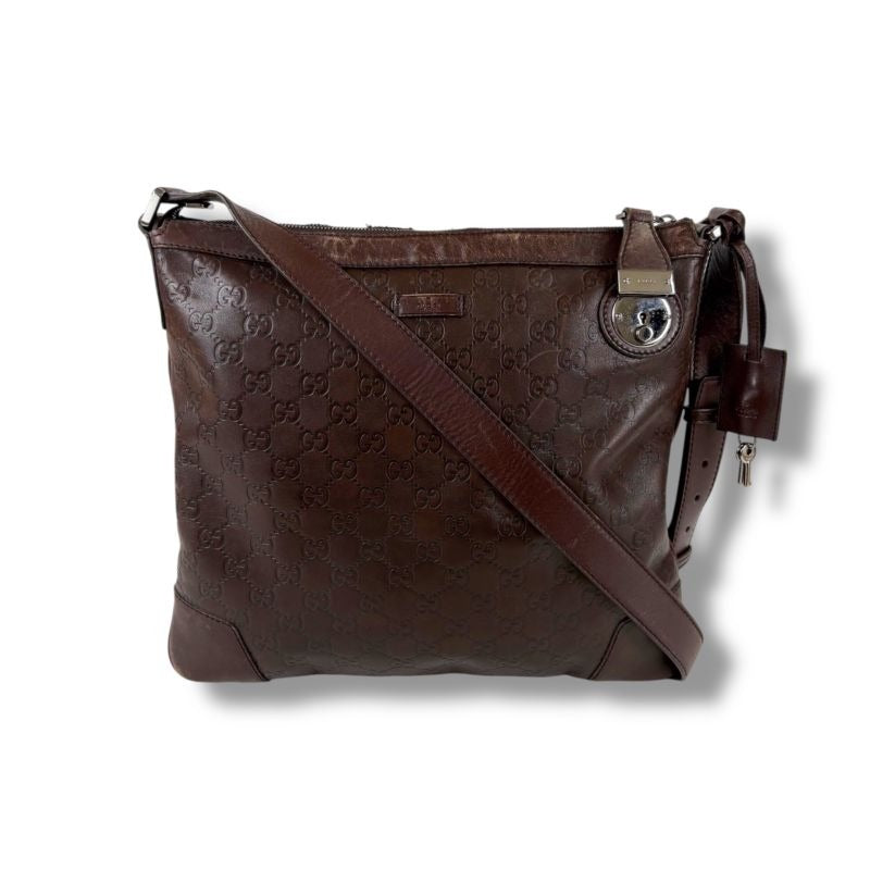 Gucci Shoulder Bag Dark Brown Sima Leather Crossbody