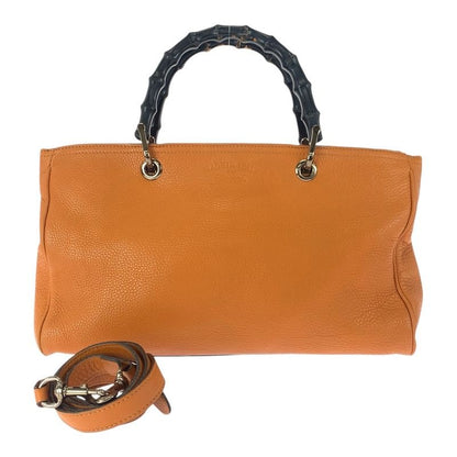 Gucci Bamboo 2-Way Orange Gold Hardware Leather Tote Bag