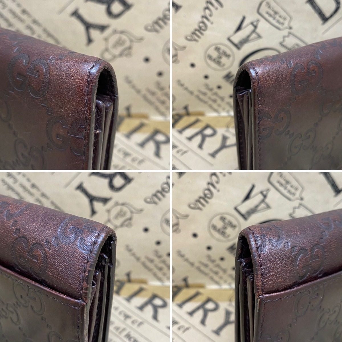 Gucci Bifold Wallet Leather Brown Striped GG Billfold Card — view 7