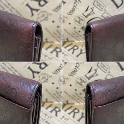 Gucci Bifold Wallet Leather Brown Striped GG Billfold Card — view 7