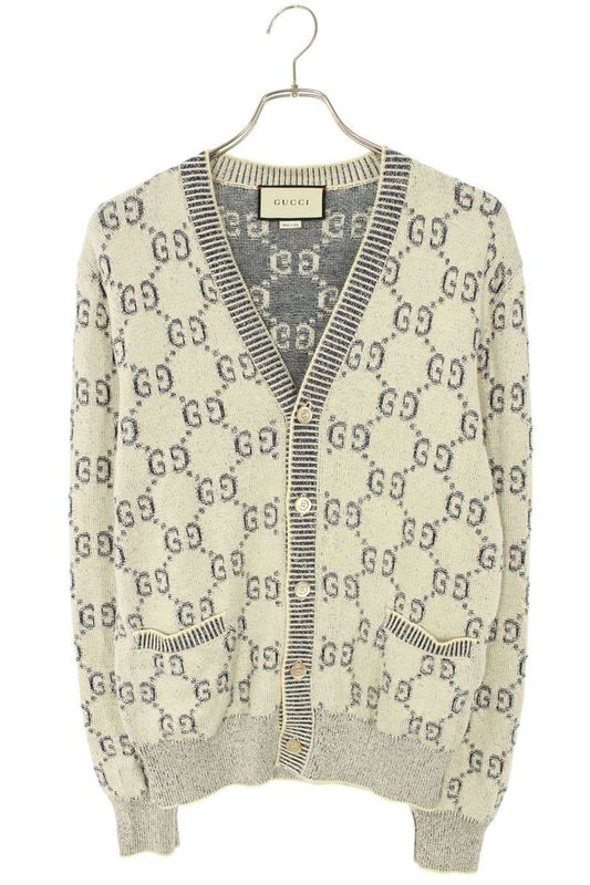 Gucci 614746 Xkbau GG All-over Cotton Jacquard Cardigan Men's XS