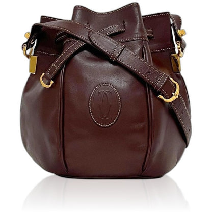 Cartier Drawstring Shoulder Bag Gold Must Bordeaux